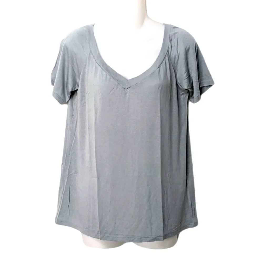 REFORMATION Linen Blend V-Neck T-Shirt XS